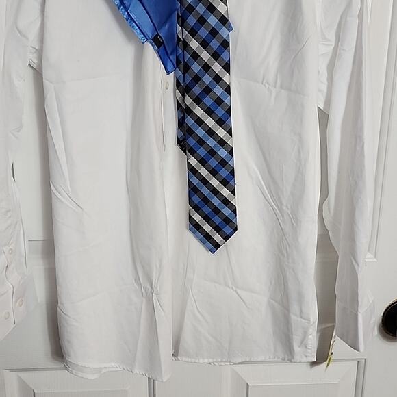 Bespoke Slim Fit White Button Down Shirt with Tie and Pocket Square, NWT - Picture 2 of 8